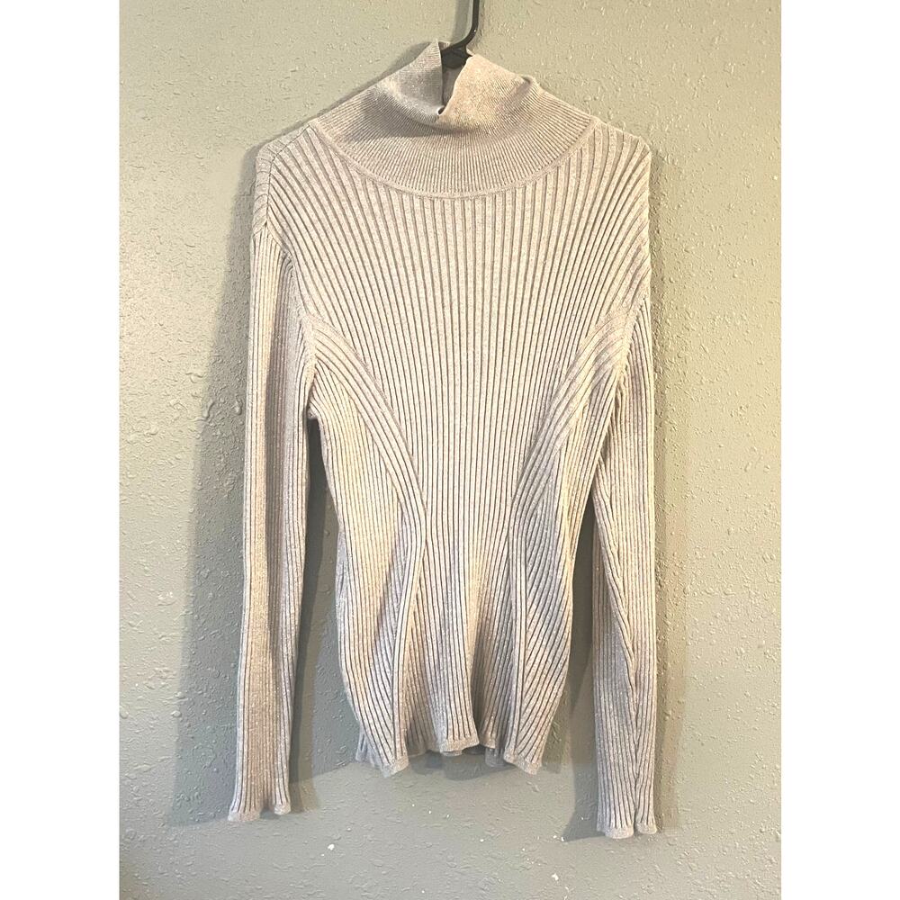 Lane Bryant Womens Long Sleeve Silver Cable Knit Sweater 22/24 Stretchy Warm